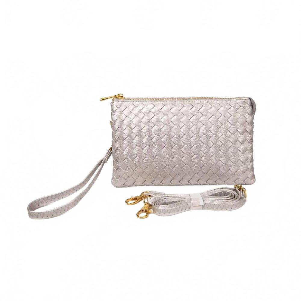 NEW MIMI WHOLESALE women's kathy woven three compartment clutch crossbody bag in